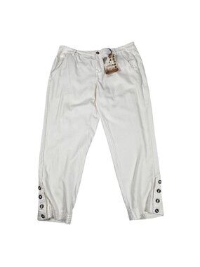 NWT Vintage Y2K Da-Nang Capri Pants Sz L Ivory Silk Cotton Blend Rare